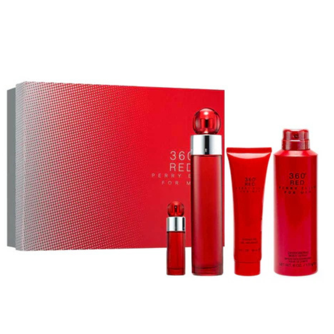 SET PERFUME PERRY ELLIS 360 RED 4 PIEZAS EDT 100ML