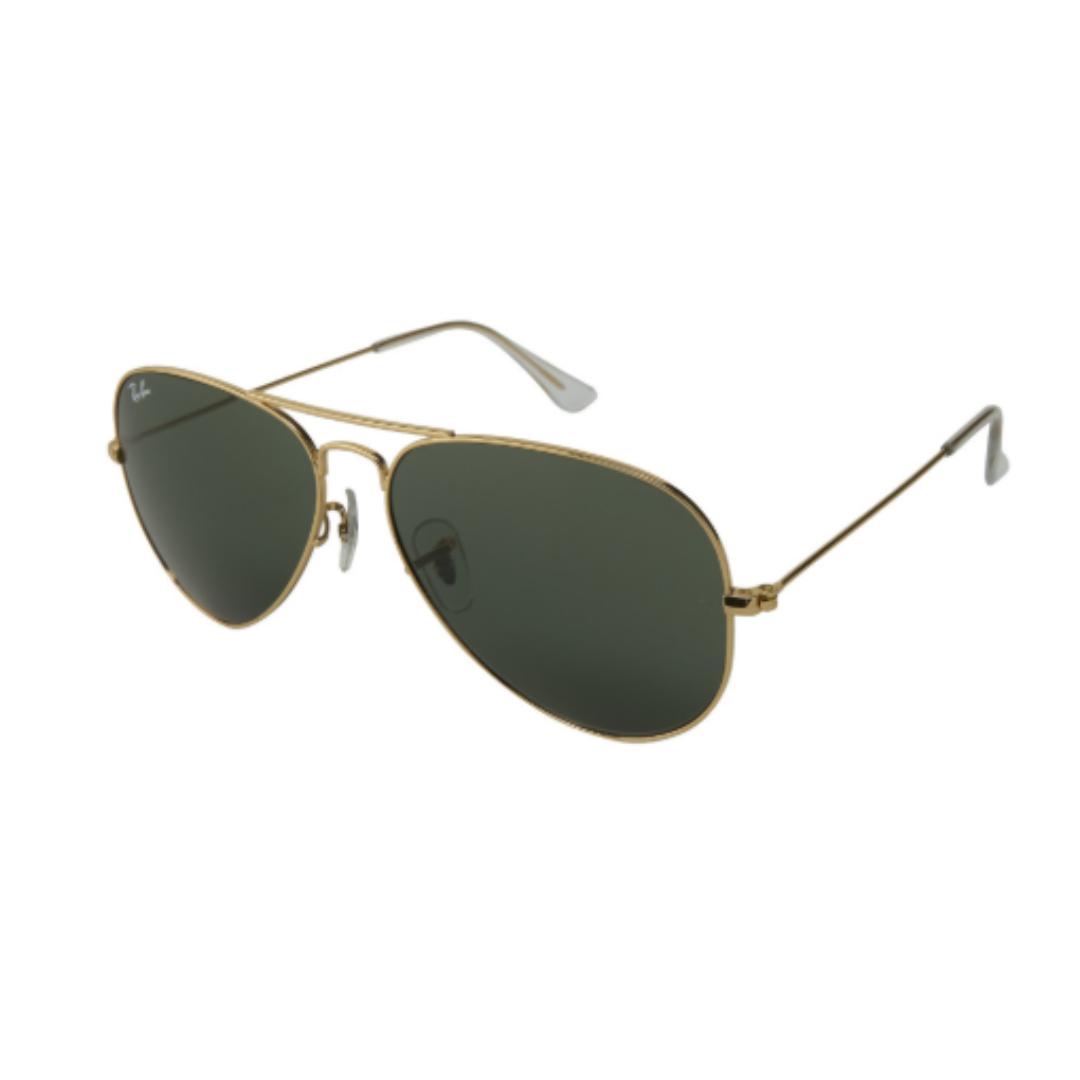 LENTES RAY BAN RB3025 L0205 AVIATOR NEGRO DORADO GOTA PILOTO G15 COLOR 55-14 CHICO