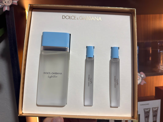 SET PERFUME DOLCE GABBANA LIGHT BLUE 3 PZS EDT 100ML