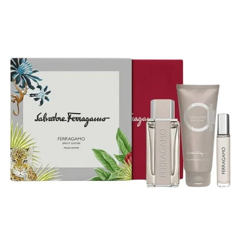 SET PERFUME SALVATORE FERRAGAMO BRIGHT LEATHER 3 PIEZAS EDT 100ML