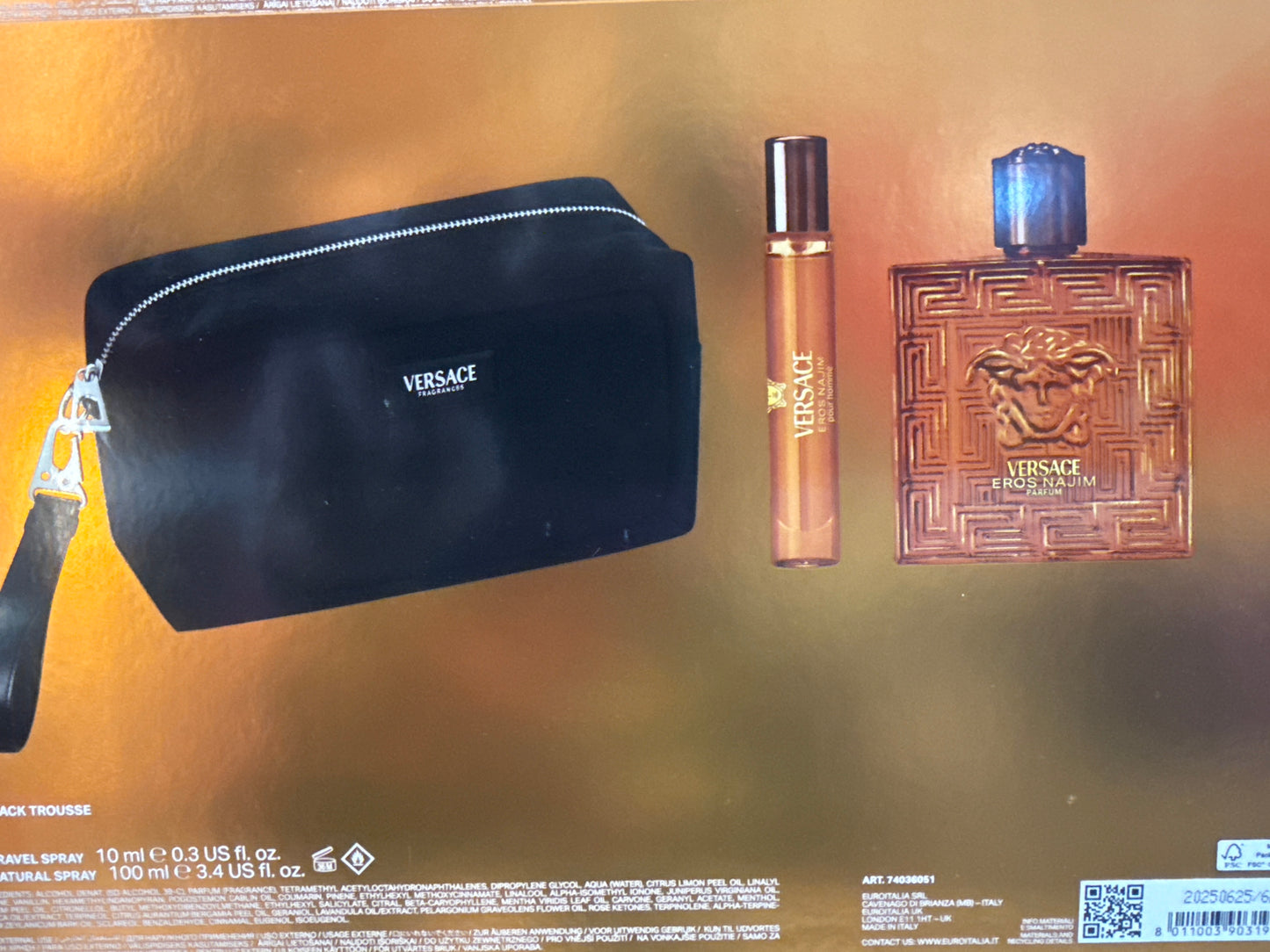 SET PERFUME VERSACE EROS NAJIM PARFUM 100 ML 3 PIEZAS