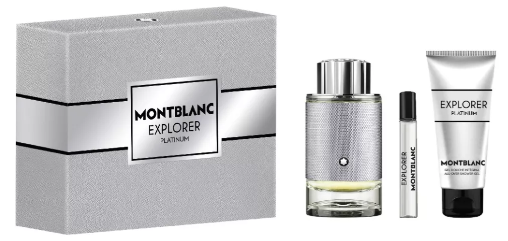 SET PERFUME MONT BLANC EXPRORER PLATINIUM 3 PIEZAS EDP 1000ML