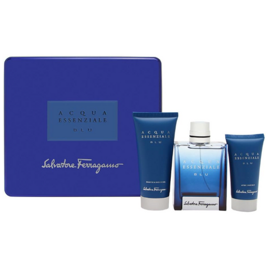 SET PERFUME SALVATORE FERRAGAMO ACQUA ESSENZIALE BLU 3 PIEZAS EDT 100ML