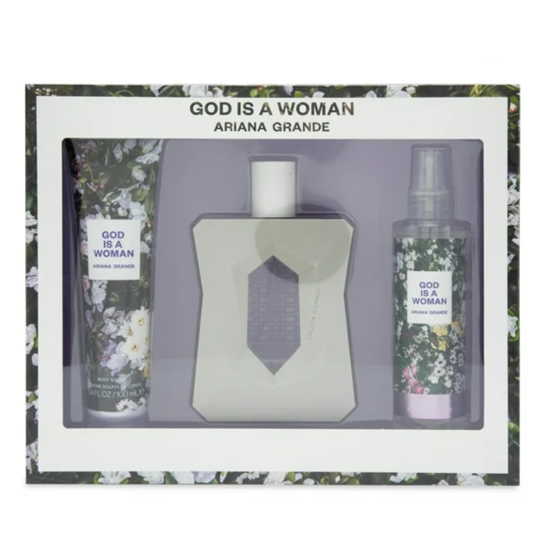 SET PERFUME ARIANA GRANDE GOD IS WOMAN 3 PIEZAS EDP 100ML