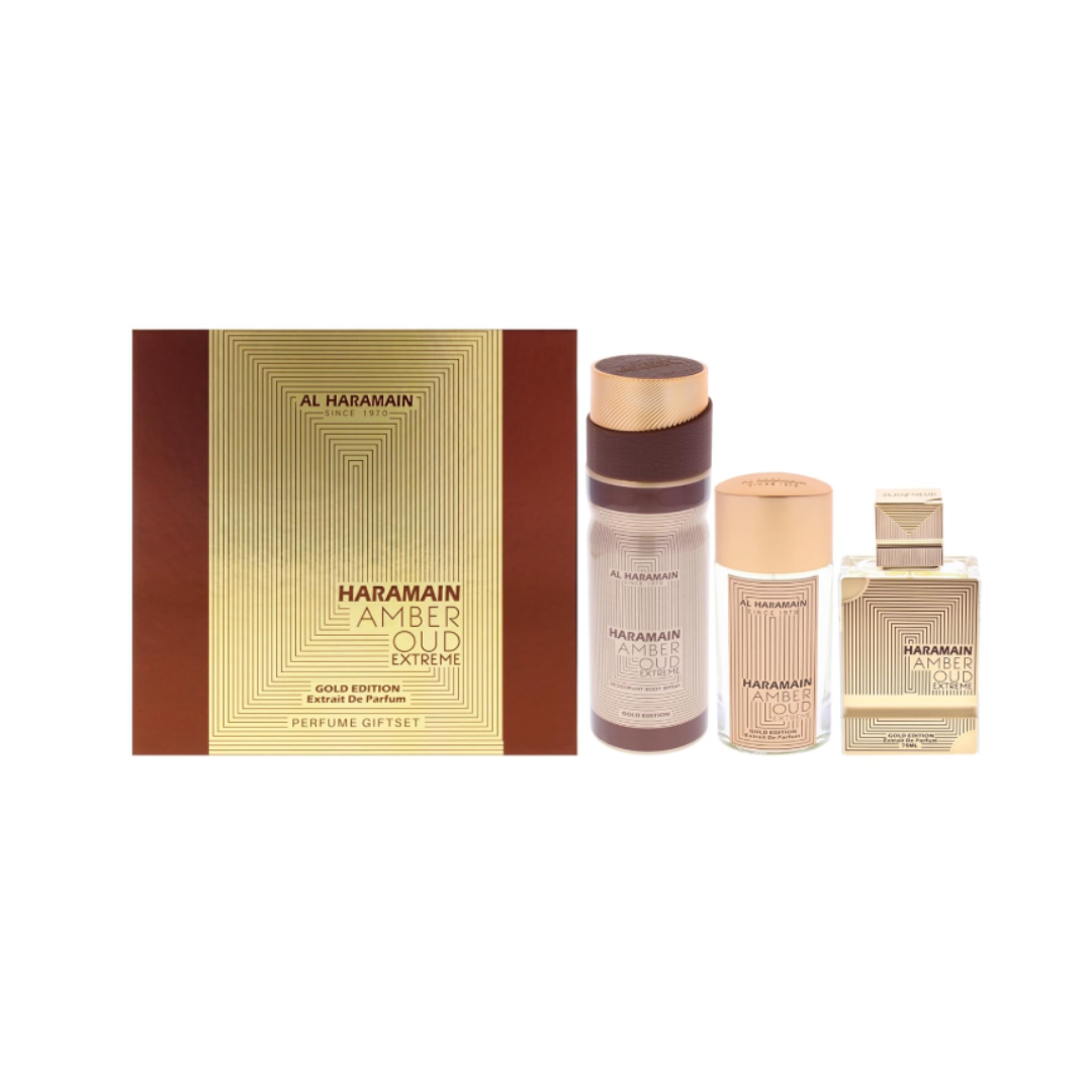 SET PERFUME AL HARAMAIN AMBER OUD GOLD EXTREME 3 PIEZAS EXTRAIT DE PARFUM 75ML