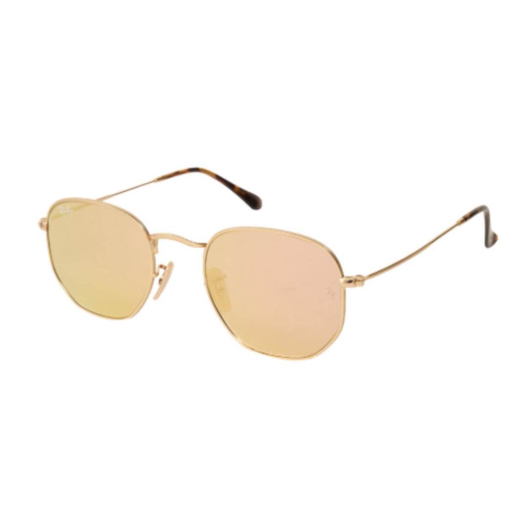 LENTES RAY BAN RB3548N 001/Z2 HEXAGONAL ROSA ESPEJO DORADO ORIGINAL