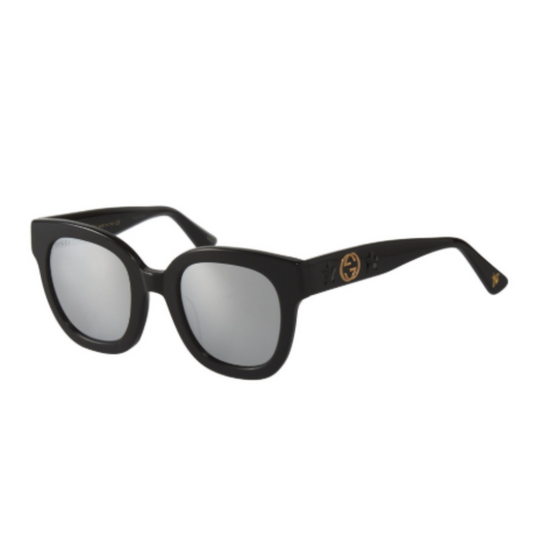 LENTES GUCCI GG0208S 003 SQUARE OVERSIZED NEGRO PLATA ESPEJO