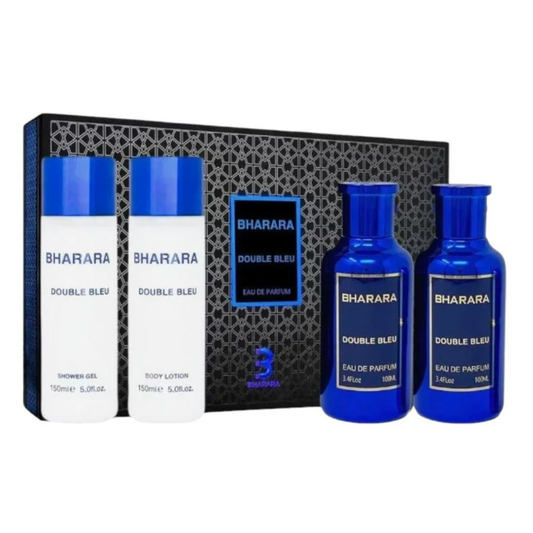SET PERFUME BHARARA DOUBLE BLUE 4 PZS EDP 100ML