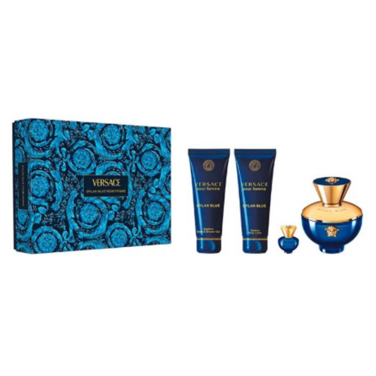 SET PERFUME VERSACE DYLAN BLUE POUR FEMME 4 PIEZAS EDP 100ML