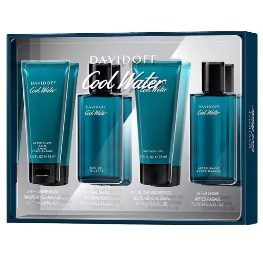 SET PERFUME DAVIDOFF COOL WATER 4 PIEZAS 75 EDT