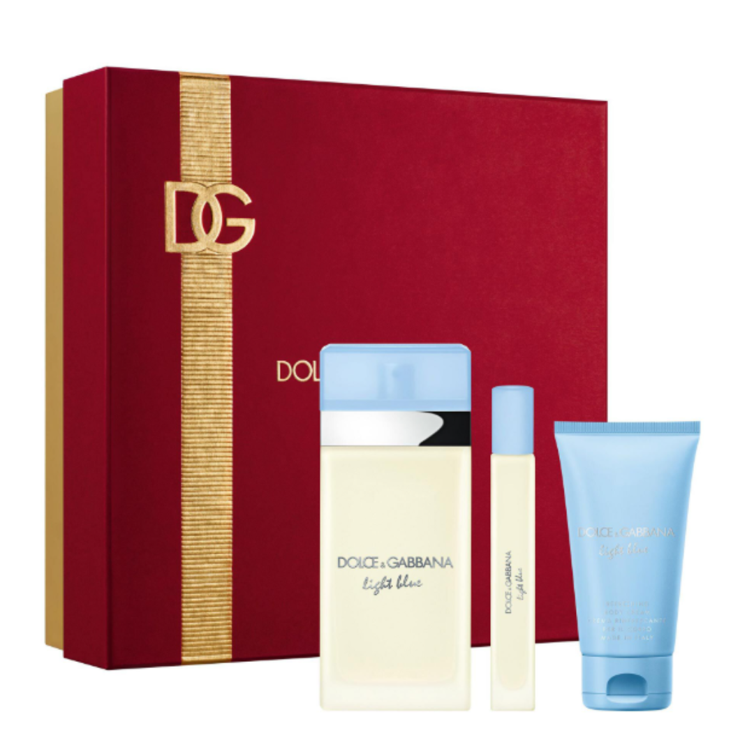 SET PERFUME DOLGE GABBANA LIGHT BLUE 3 PZS EDT 100ML