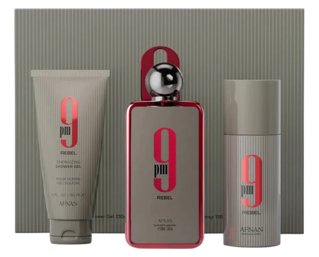 SET PERFUME AFNAN 9PM REBEL 3 PZS EDP 100ML