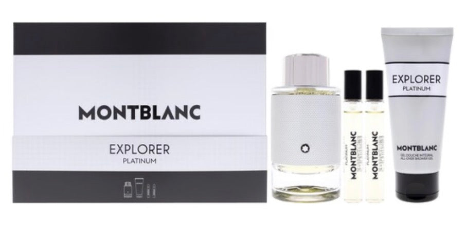 SET PERFUME MONT BLANC EXPRORER PLATINIUM 4 PIEZAS EDP 1000ML