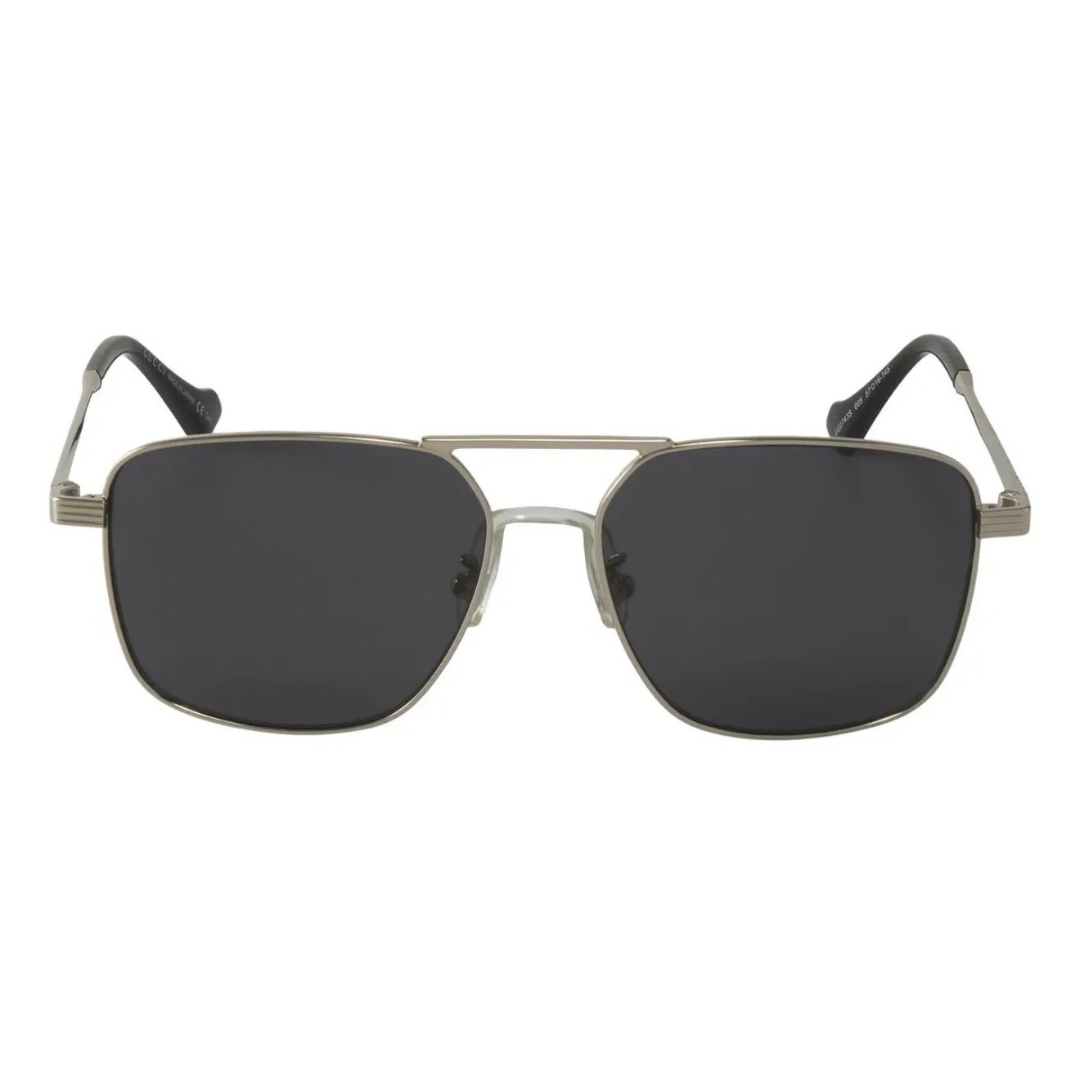 LENTES GUCCI GG0743S 005 AVIATOR SQUARE METAL NEGRO PLATEADO