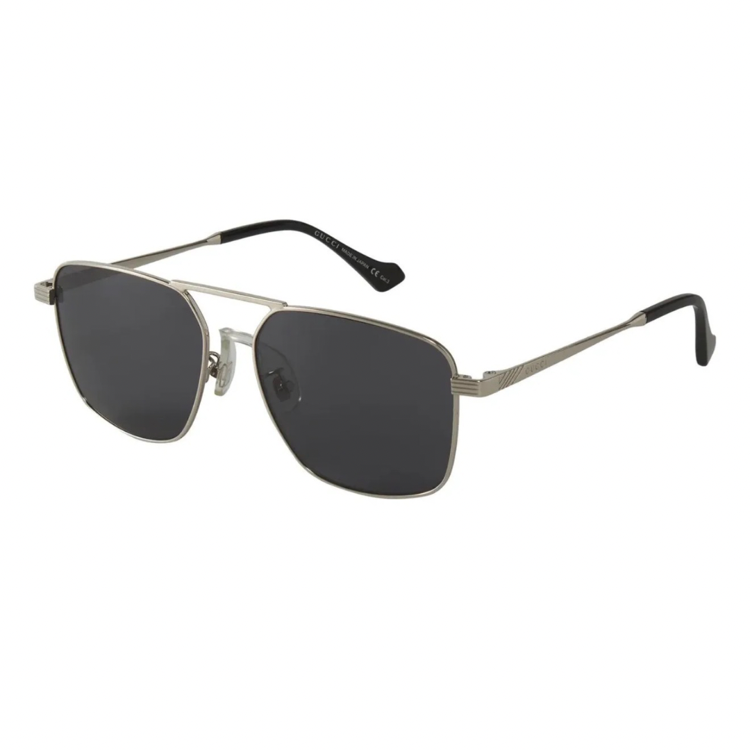 LENTES GUCCI GG0743S 005 AVIATOR SQUARE METAL NEGRO PLATEADO