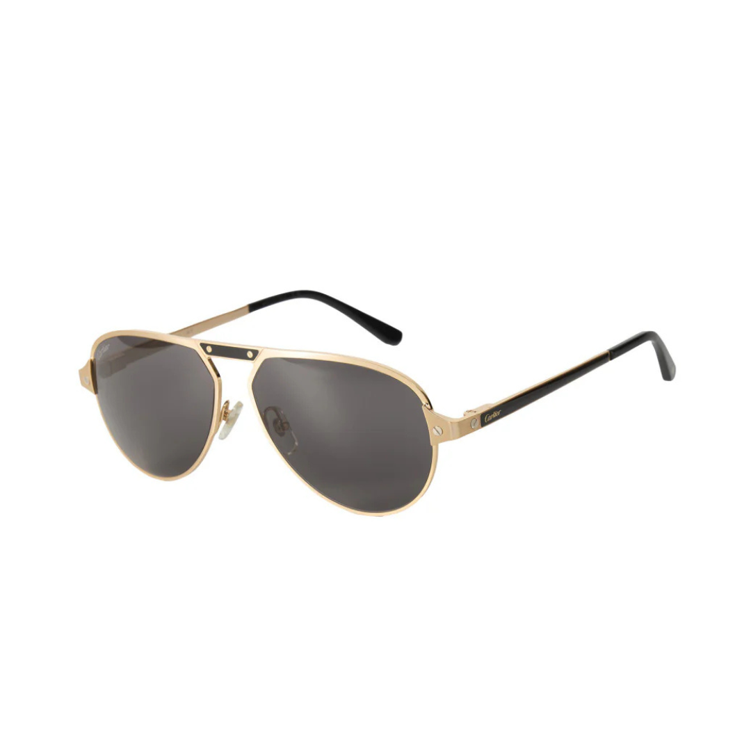 LENTES CARTIER CT0101S 001 AVIATOR DORADO NEGRO
