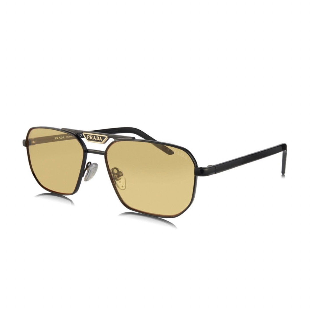 LENTES PRADA SPR 58Y 1 BO-0B7 SQUARE SHAPE YELLOW BLACK