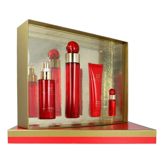 SET PERFUME PERRY ELLIS 360 RED WOMAN 4 PIEZAS EDP 100ML