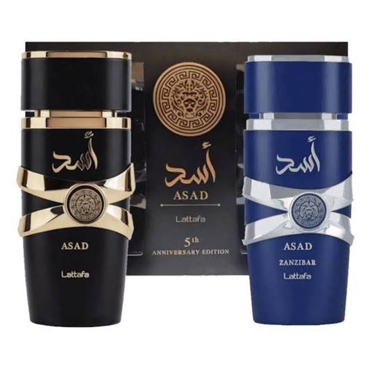SET PERFUME LATTAFA 2 PIEZAS ASAD Y ZANZIBAR 100ML