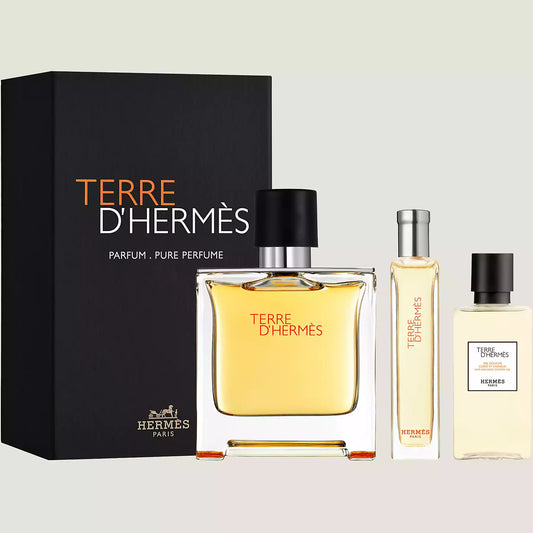 SET PERFUME TERRE D HERMES 3 PIEZAS PURE PARFUM 75ML
