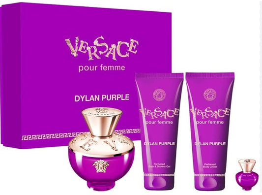 SET PERFUME VERSACE DYLAN PURPLE 4 PIEZAS EDP 100ML